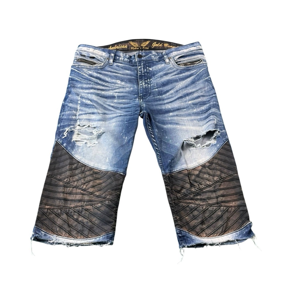 Robins Jeans Distressed Cutoff Jean Short Zipper Pocket Size Men’s 36 Mint